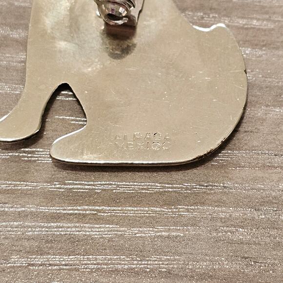 Vintage Alpaca Silver & Abalone Howling Wolf Brooch Pin - Picture 5 of 6